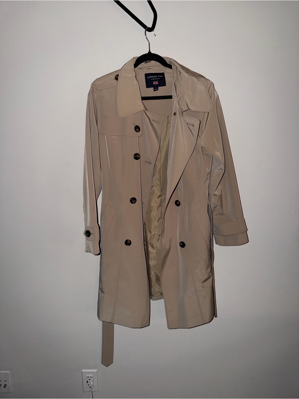 London Fog Beige Trench Coat with Dark Buttons